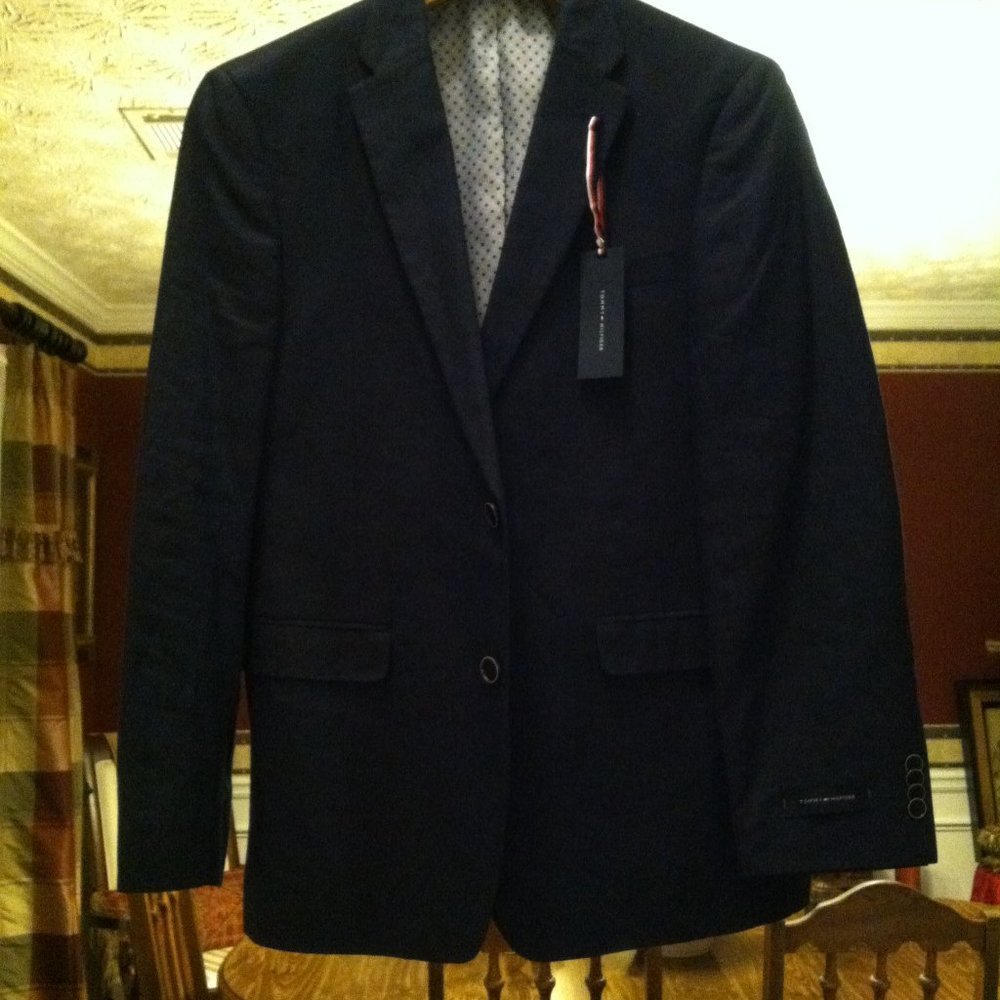 TOMMY HILFIGER MENS NEW NAVY 100%LINEN SPORT JACKET COAT BLAZER SIZE: 38R